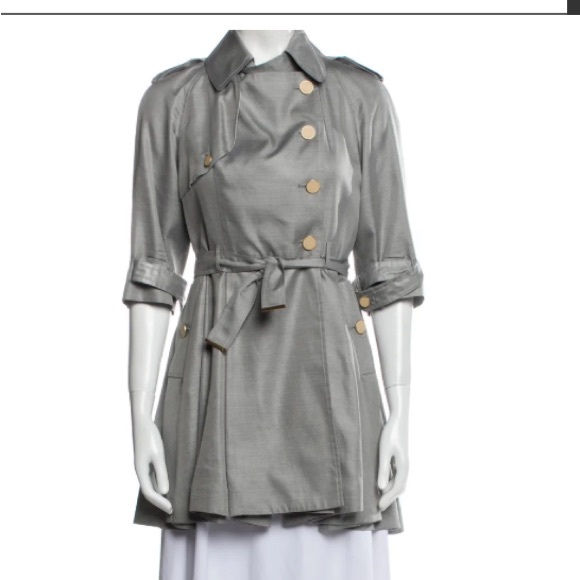 Fendi Silver Utility Jacket 100% Silk Size 36/0‎